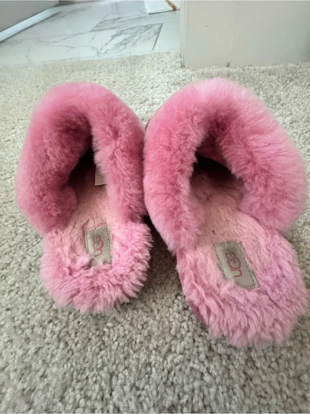 UGG Kids Pink Shearling Clog Slippers